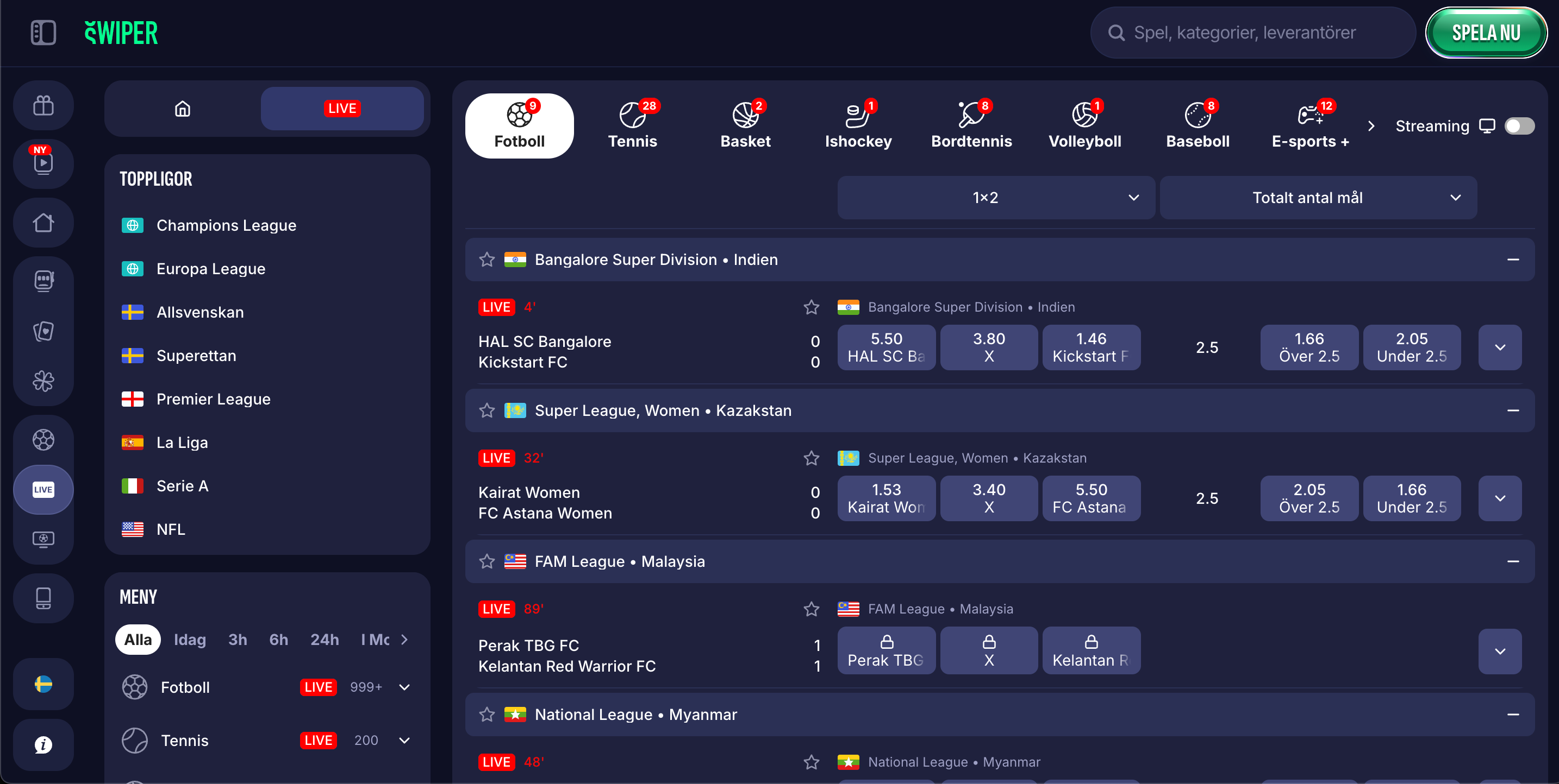 Swiper betting live
