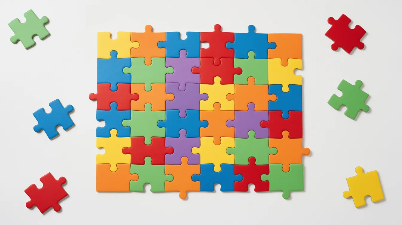 The image features colorful puzzle pieces interconnected on a white surface, symbolizing the integration of various outbound sales tools and strategies that sales teams use to engage potential customers and streamline their sales process. This visual representation highlights the importance of collaboration and organization in achieving successful outbound campaigns.
