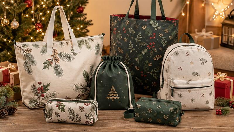 Christmas gift bag ideas with branded pouches, organizer bags, drawstring bags and commuter-friendly carry items