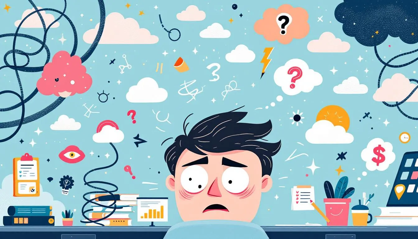 An individual looking overwhelmed, illustrating stress and anxiety that can lead to mental fog.