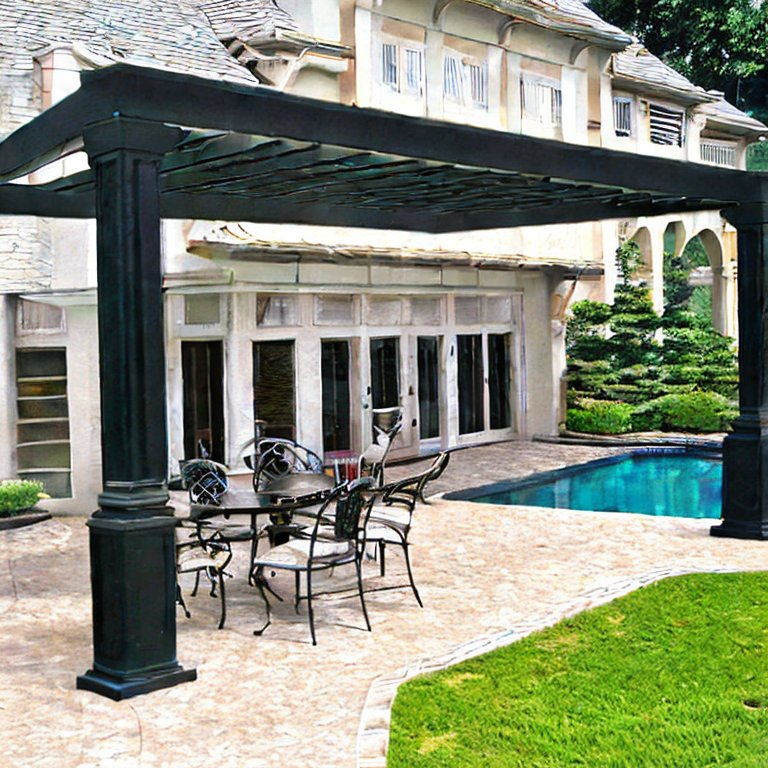 Vinyl Pergola Next To Pool