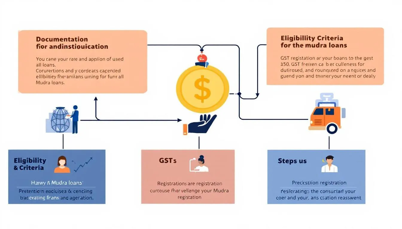 A visual representation of GST registration requirements for Mudra loans.