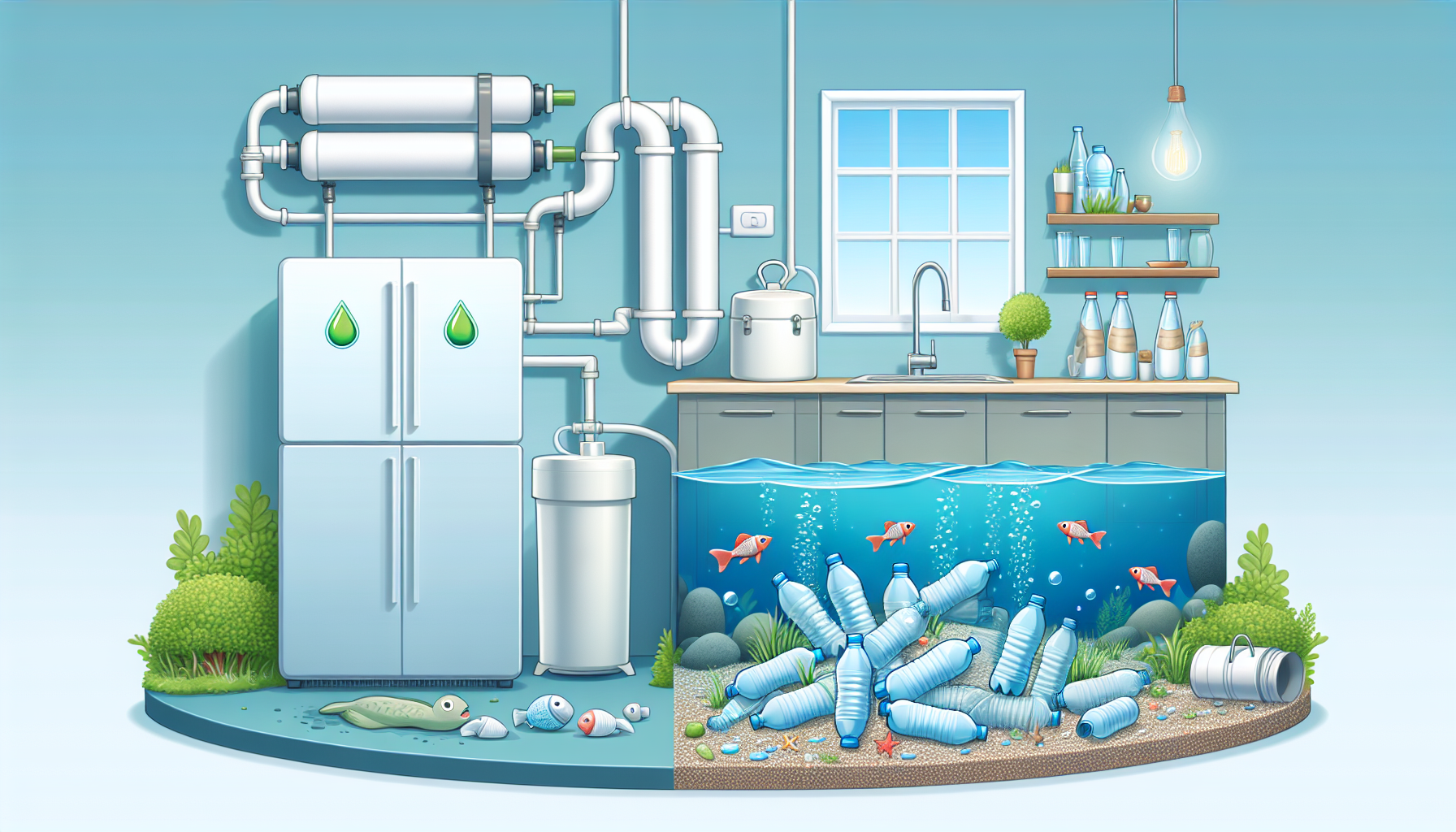 Illustration of environmental impact of reverse osmosis water systems