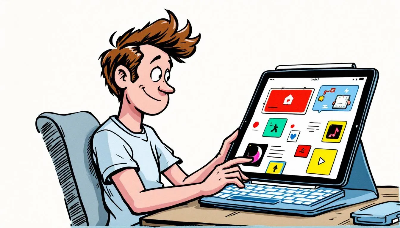 Eine Person, die auf einem iPad mini Apps für Produktivität und Spaß nutzt.