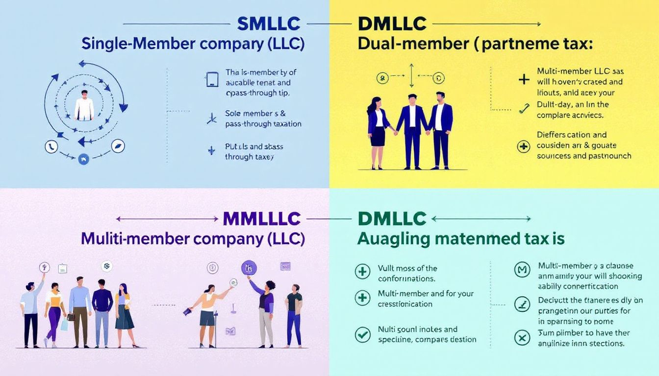 An illustration depicting various types of limited liability company (LLC) tax classifications.