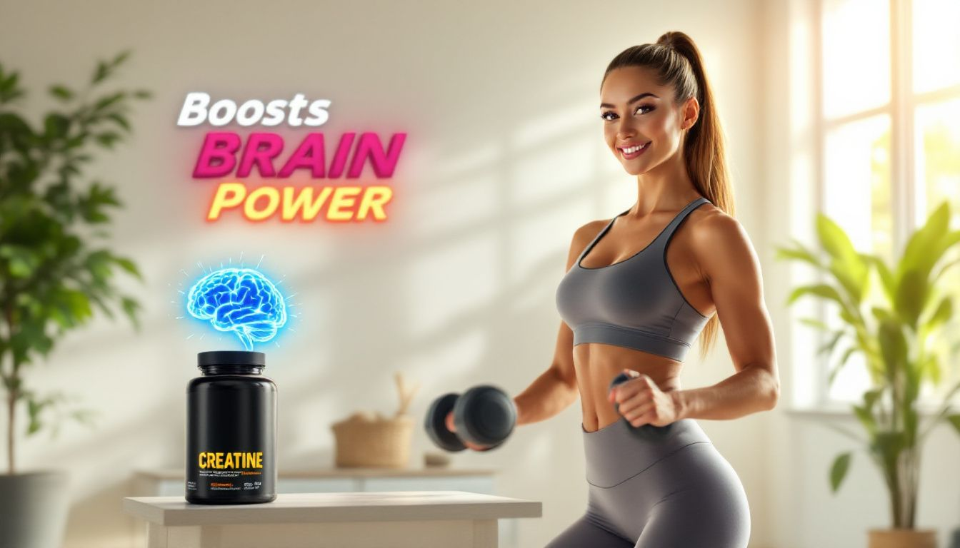 A woman exercising with creatine supplements nearby, showcasing the benefits of creatine for women.