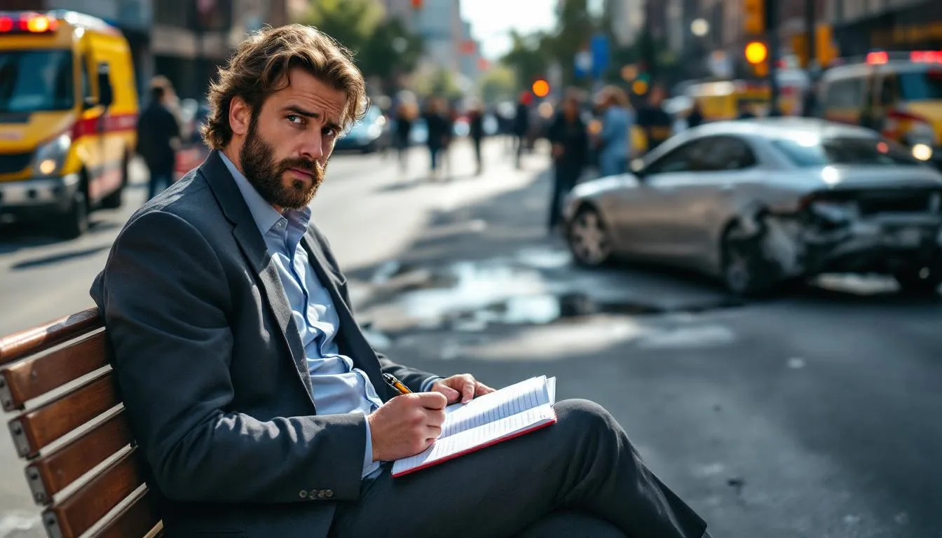 A person taking notes after a car accident in Denver, representing steps to take post-accident.