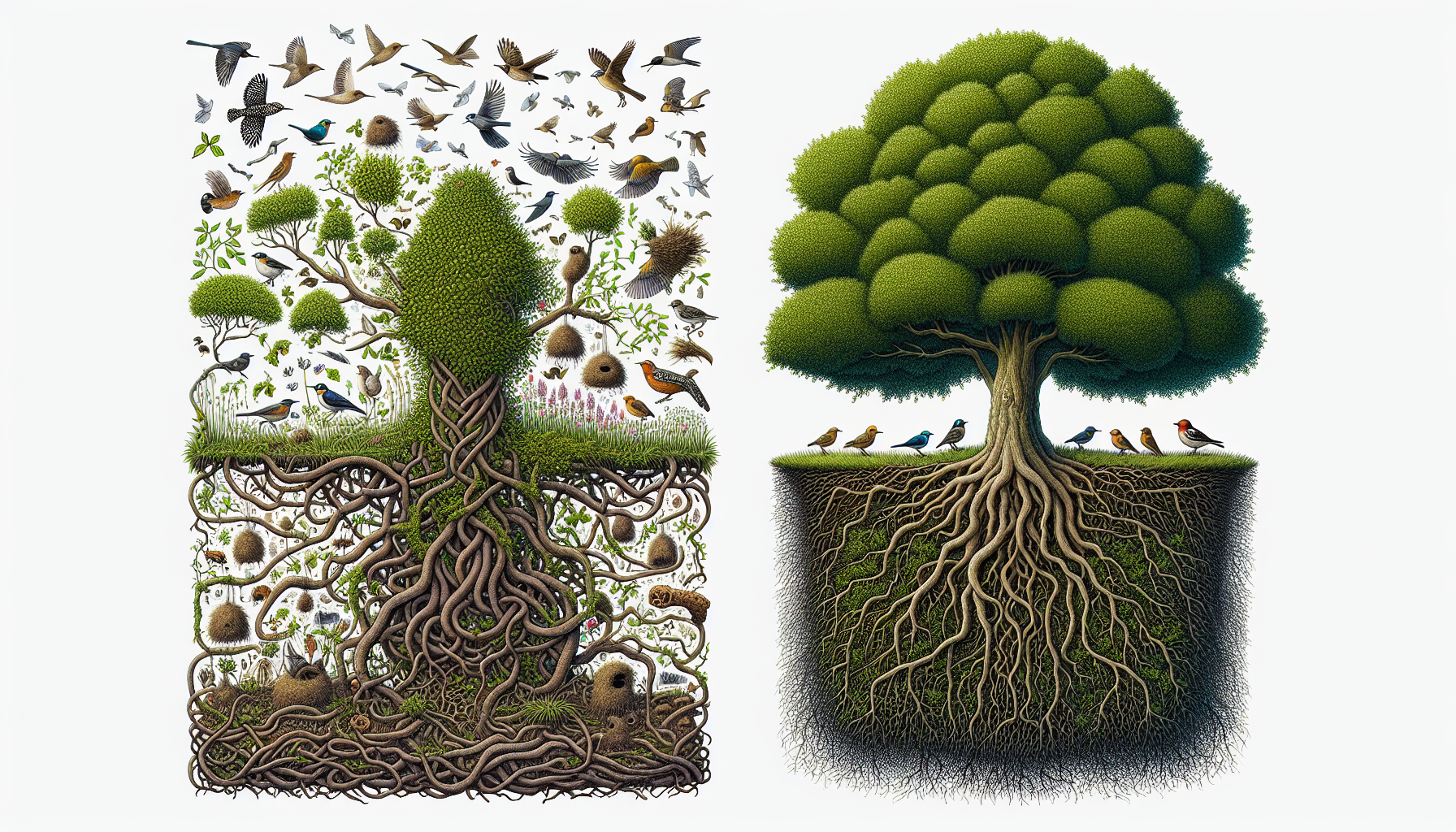 Illustration of hedgerows and trees