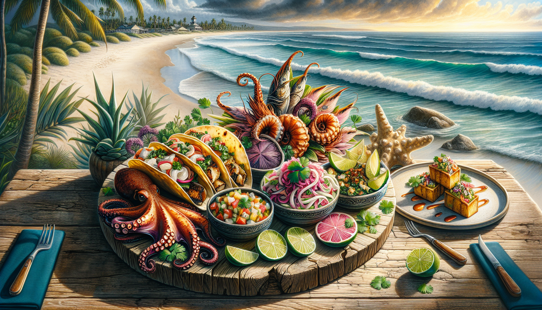 A beautifully arranged seafood platter representing the seafood sensations available in Tulum.