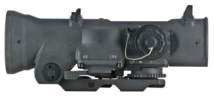 The Elcan SpecterDR Dual Role Scope featuring a quick throw lever so the user may adjust the sight magnification 