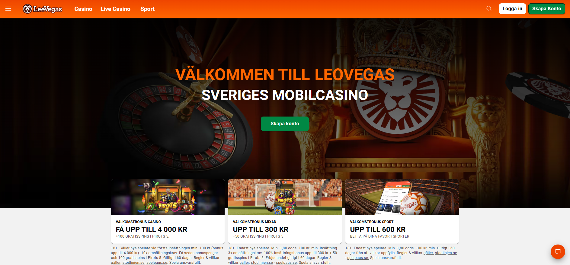 LeoVegas casino bonus