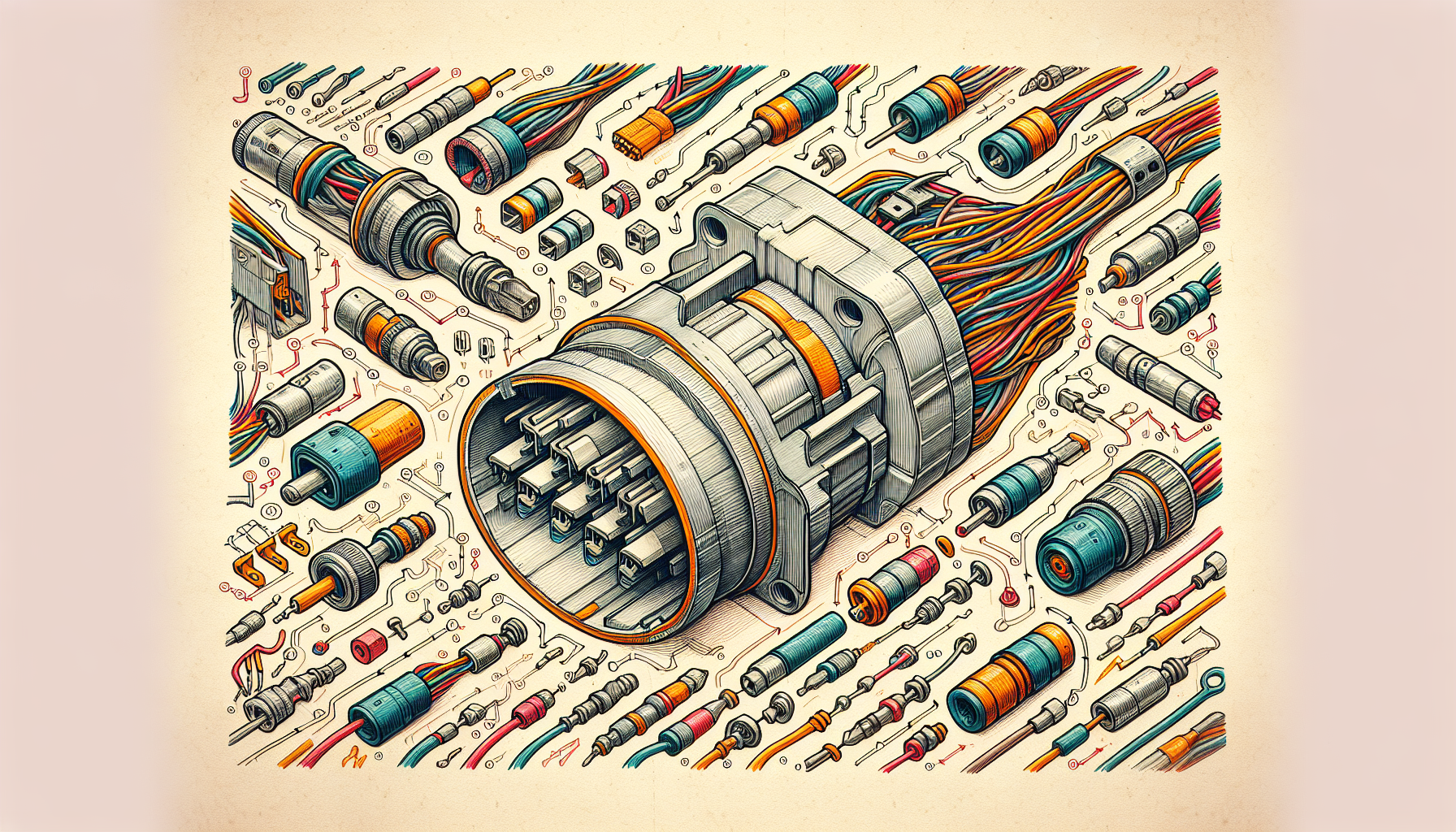 Illustration of the anatomy of an automotive connector