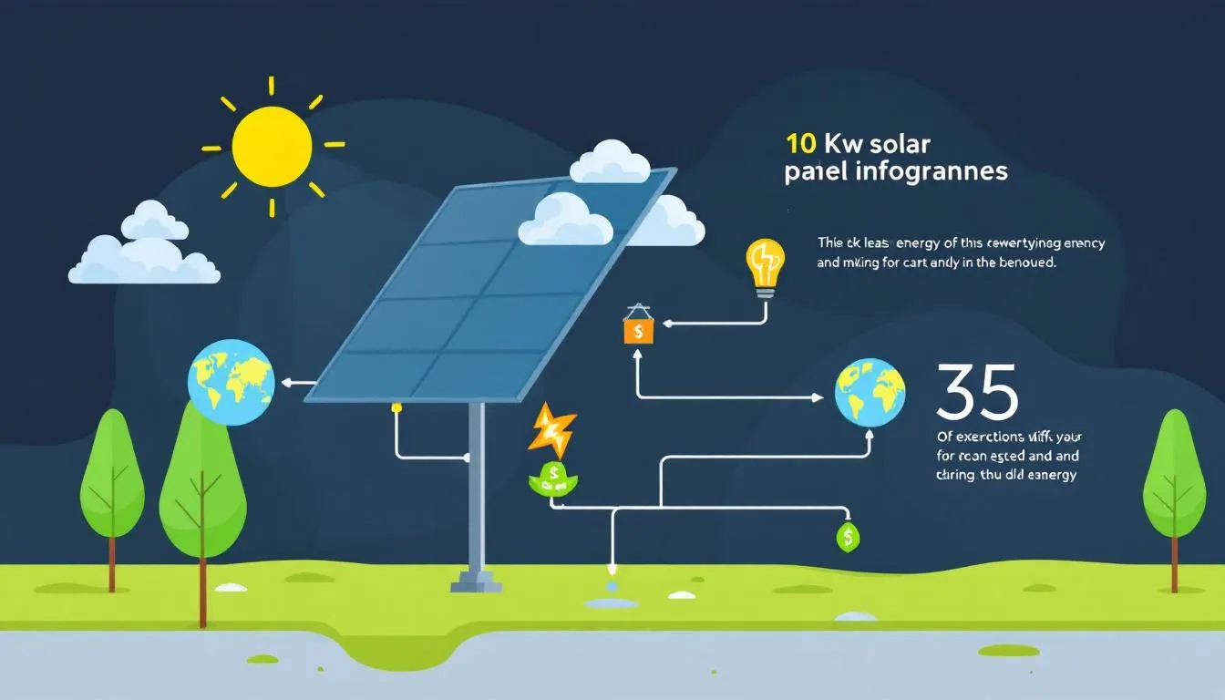 Korzyści z instalacji fotowoltaicznej 10 kW, wizualizowane w formie infografiki.