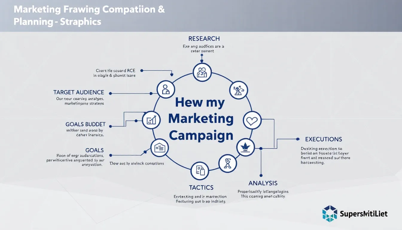 In the image, a diverse team of marketing professionals collaborates around a table filled with laptops, charts, and marketing materials as they strategize for a successful marketing campaign. They discuss various marketing campaign strategies aimed at increasing brand awareness and engaging their target audience through social media and email marketing campaigns.