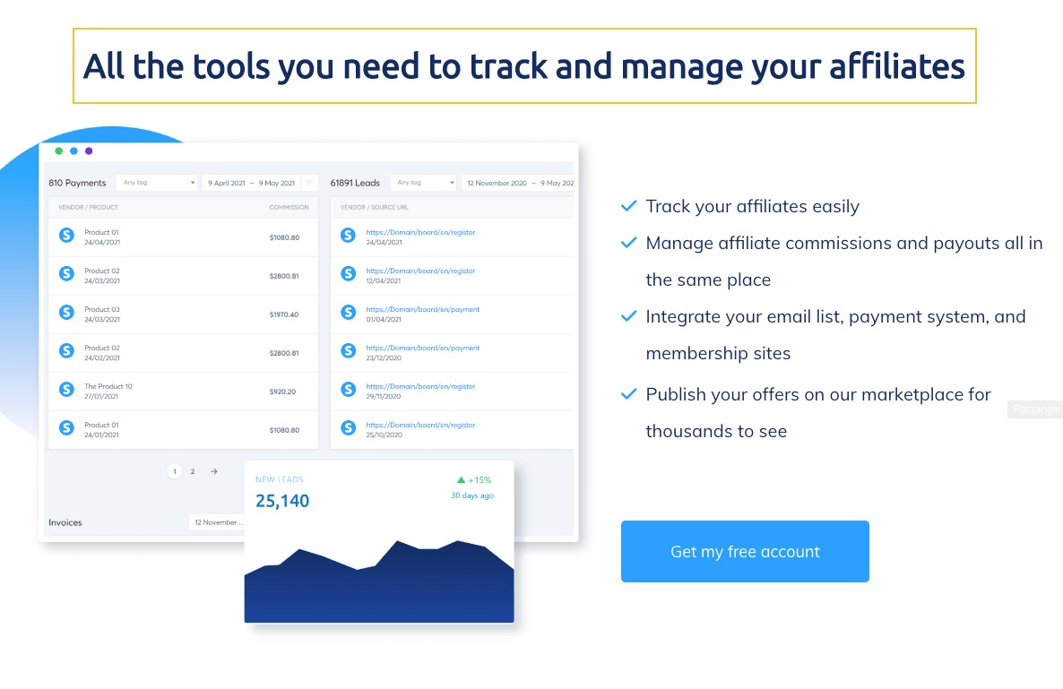 Systeme io affiliate management features