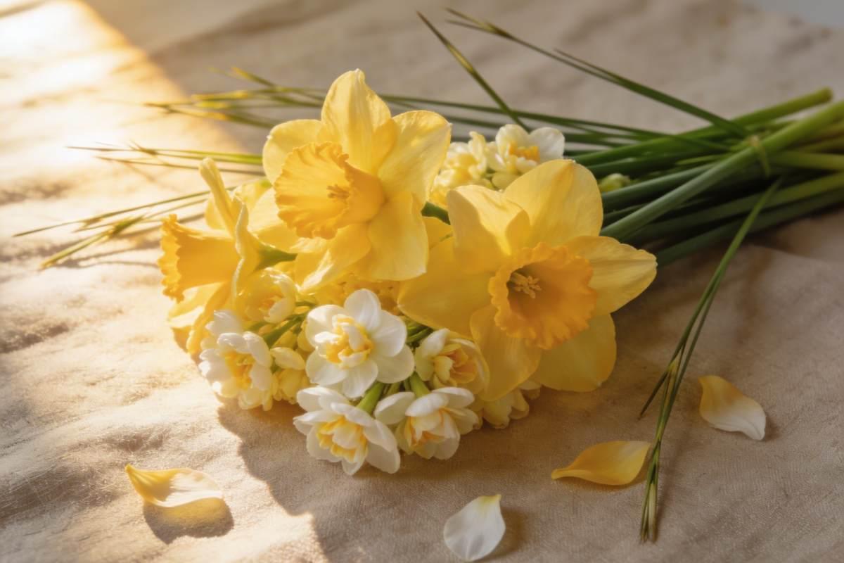 Close-up of a bright yellow daffodil with trumpet-shaped corona — March birth flower