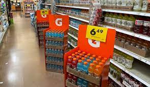 Gatorade displays and pop ups in a grocery store