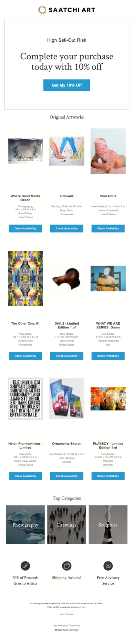 Saatchi Art Cross Sell Email