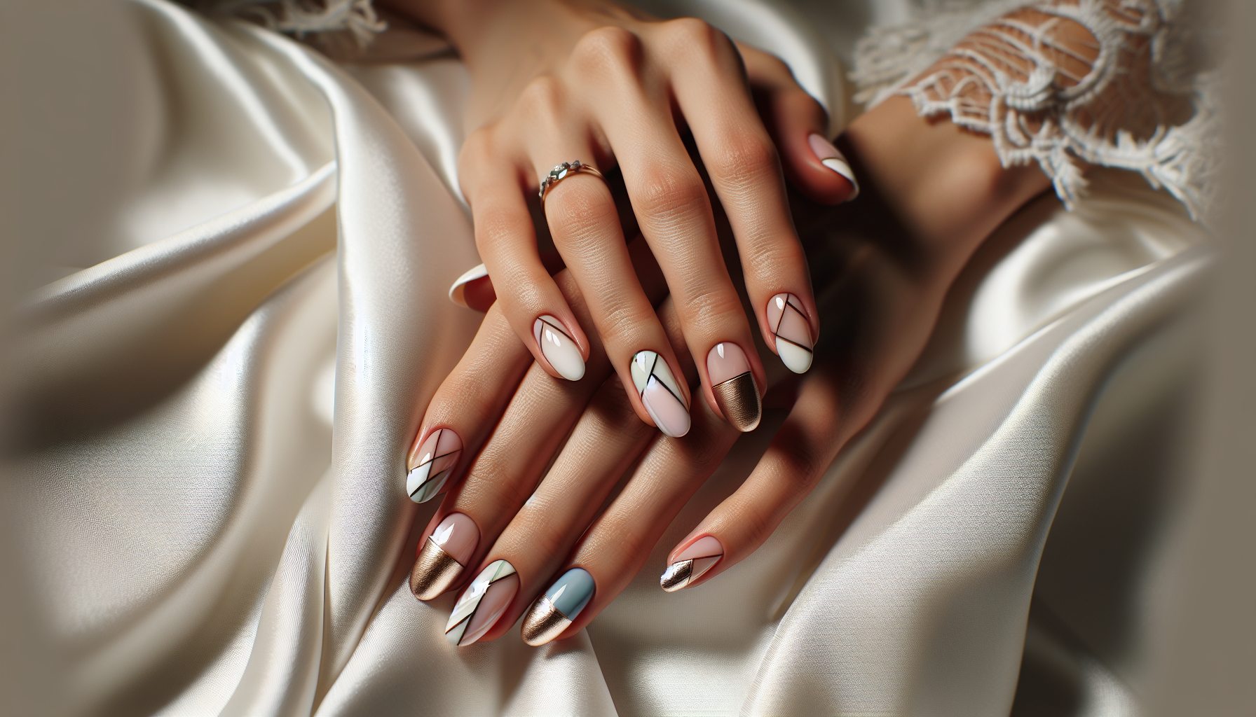 Modern French manicure with creative twist