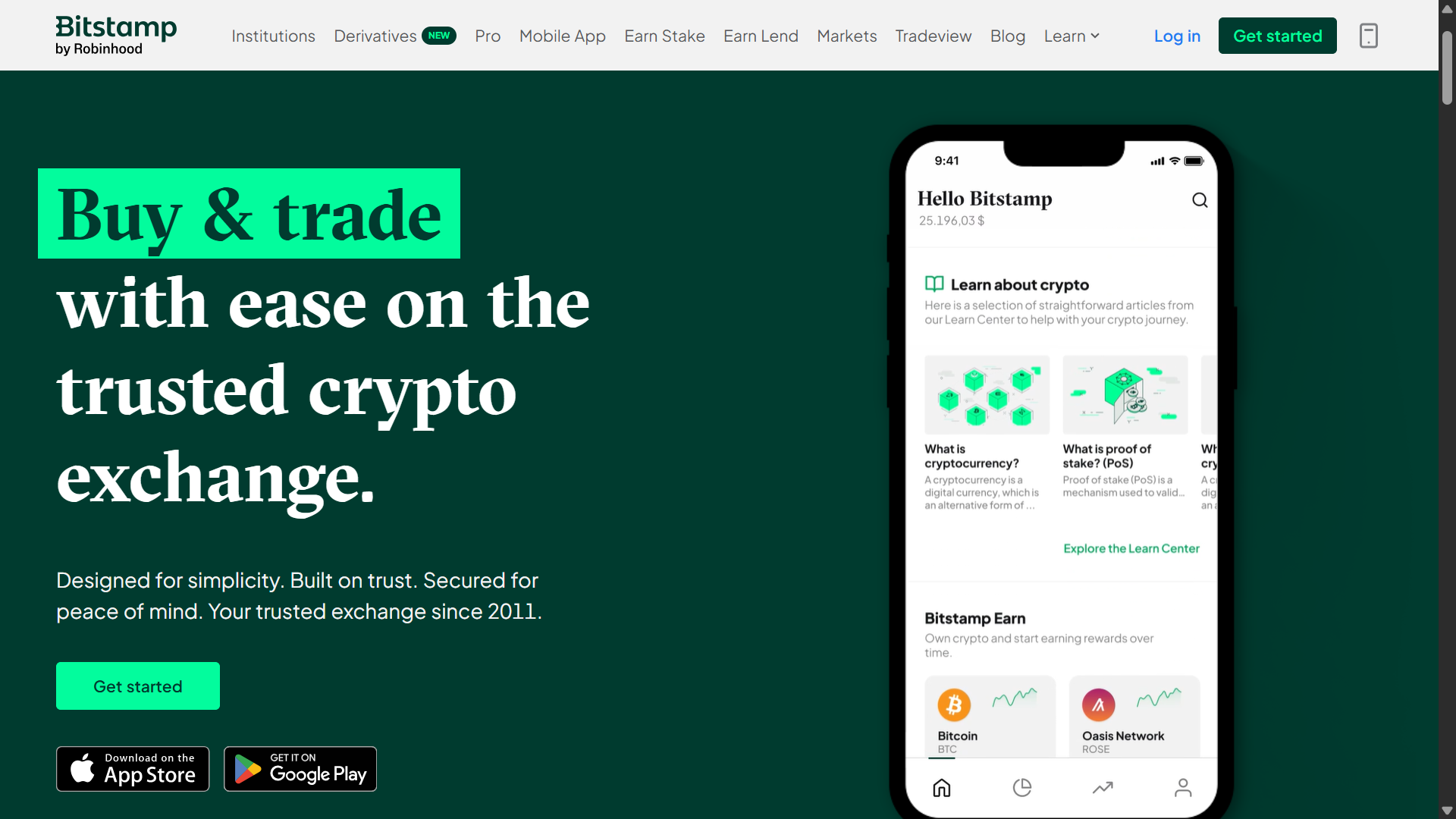 Bitstamp — Best for Simplicity and Compliance