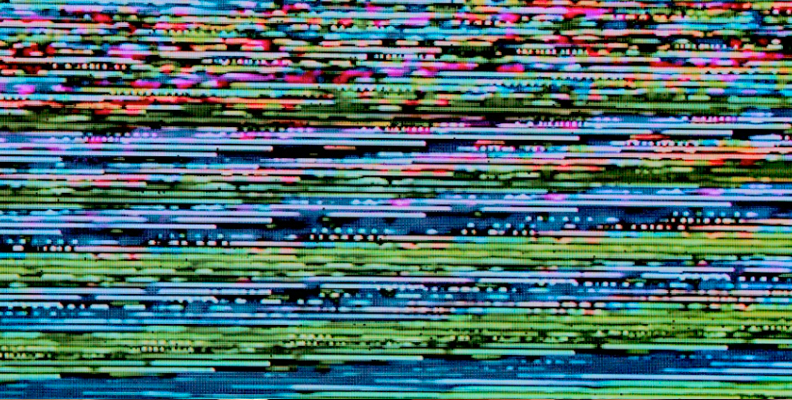 The video glitch effect used in this example can simulate a hacker attack or a virus