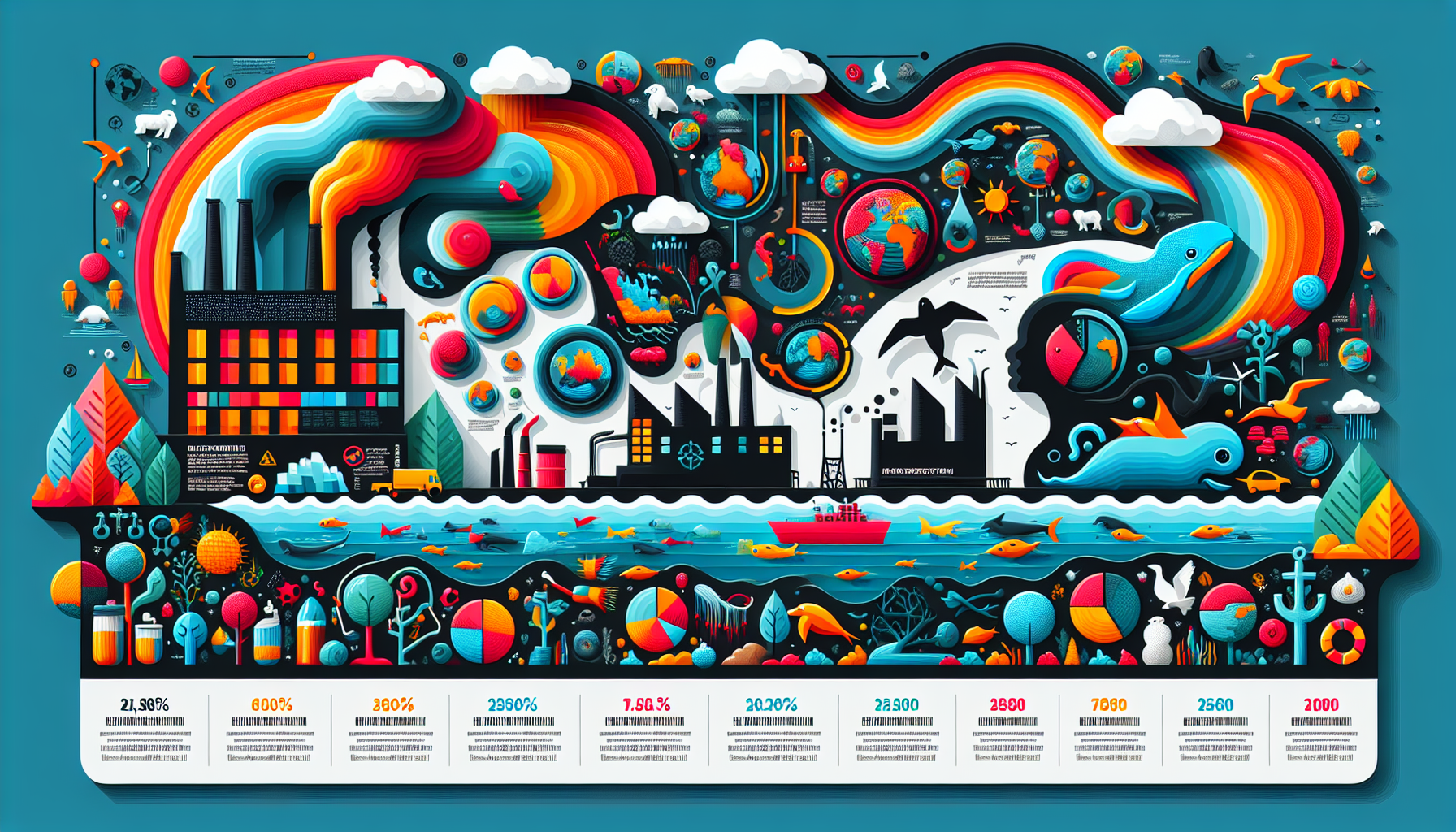 An infographic illustrating the environmental impact of plastic production and waste.