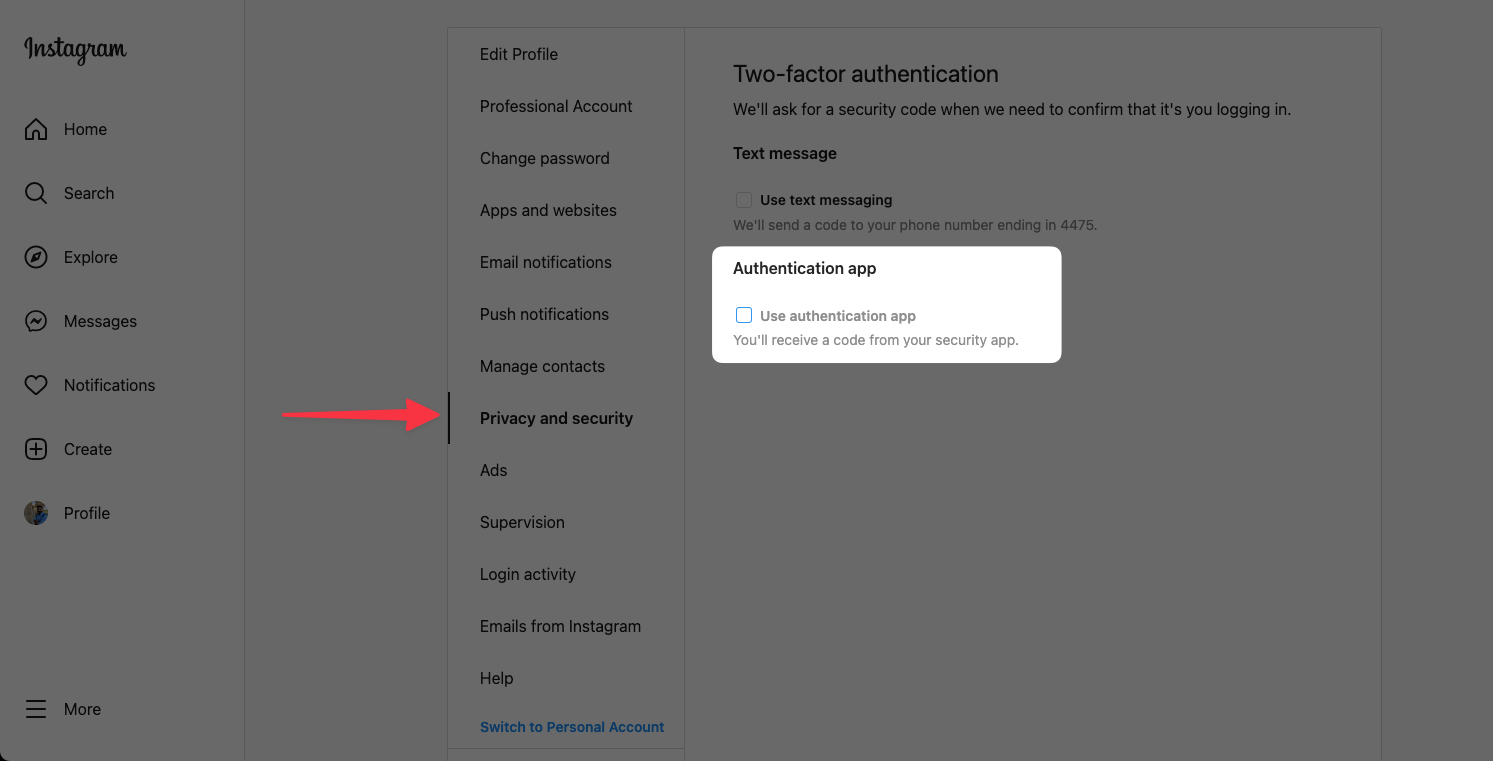 Remote.tools recommends setting up Authentication app as Two factor authentication