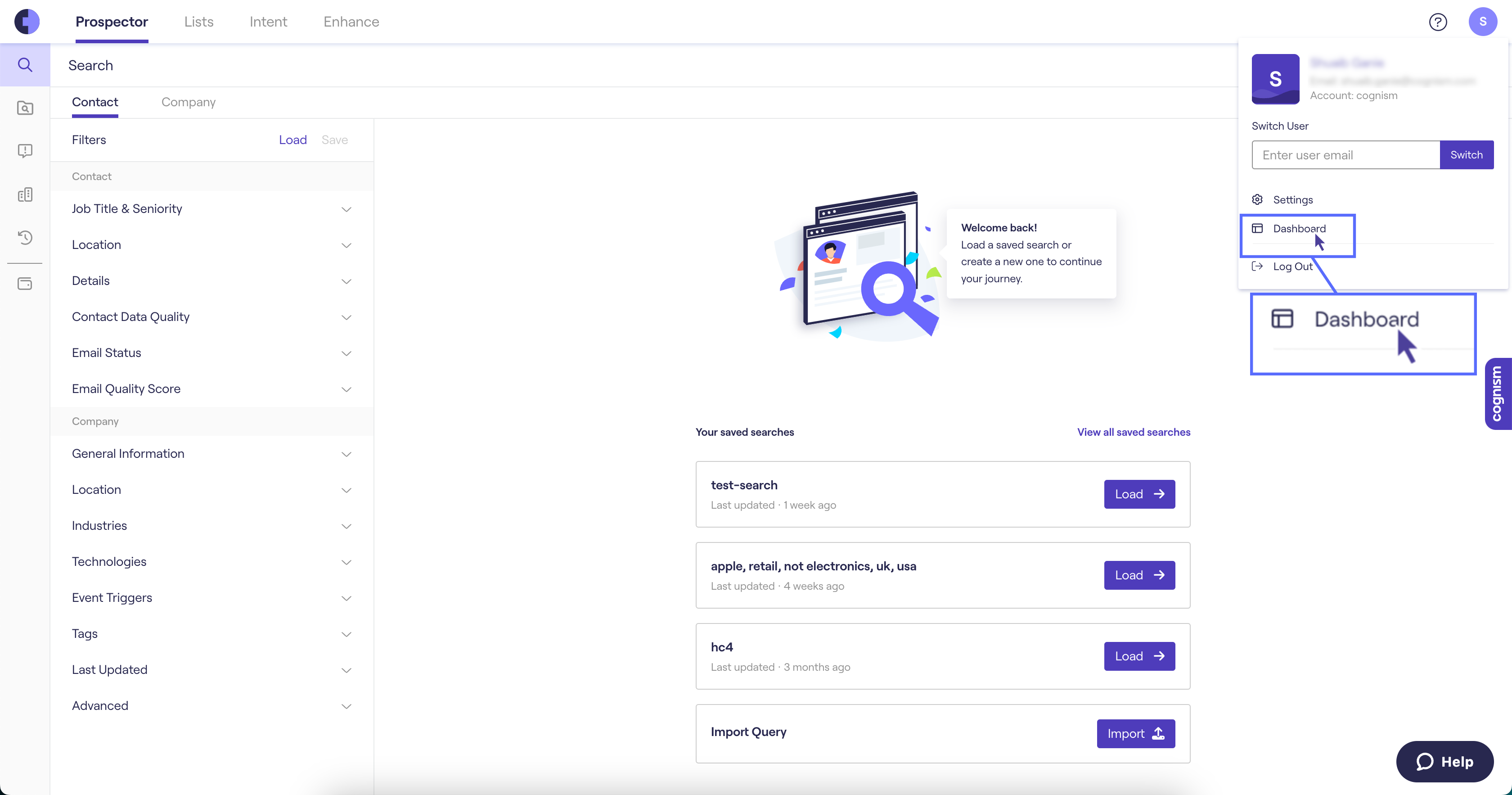 Dashboard – Cognism