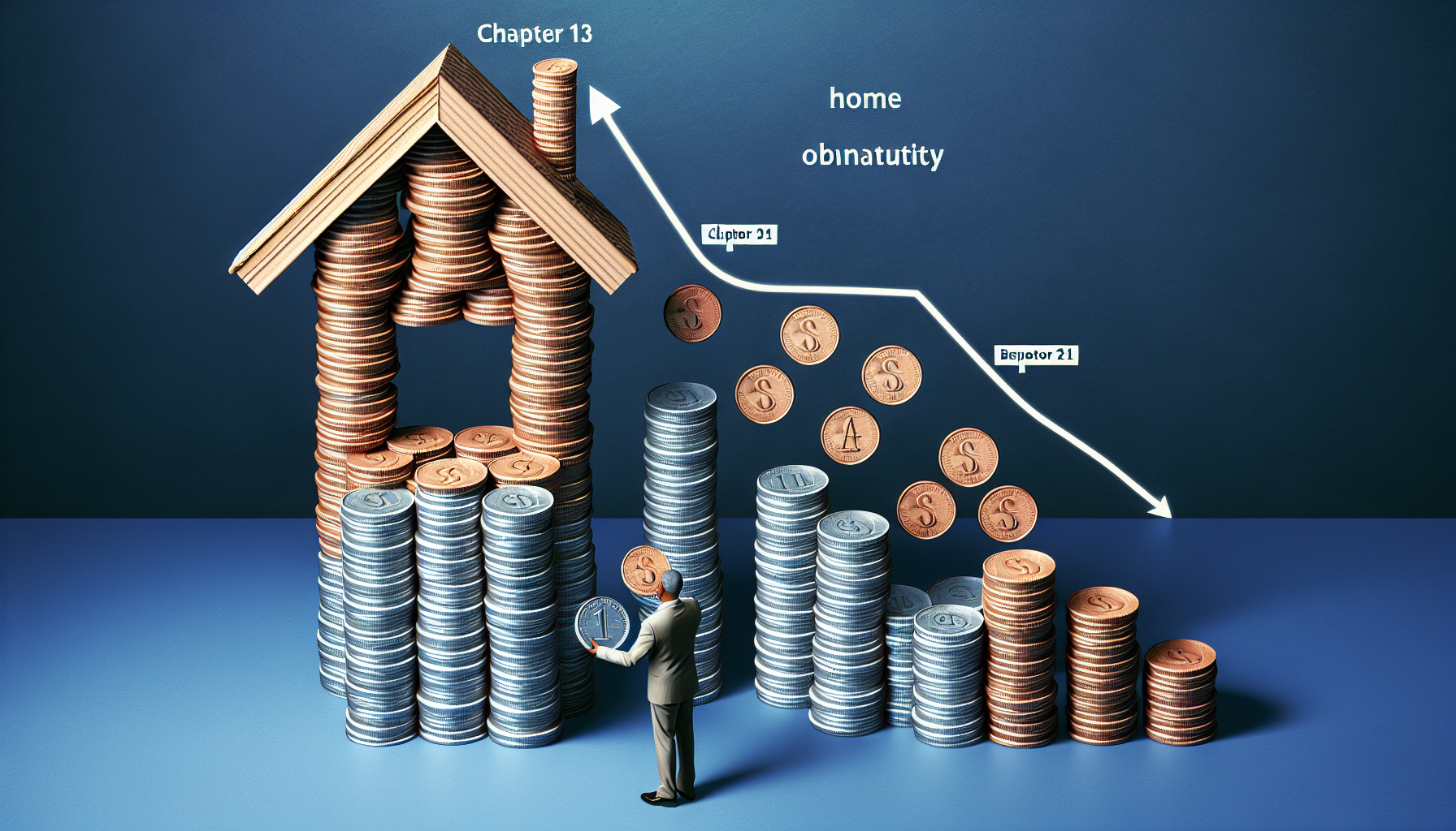 Illustration of financial reorganization through Chapter 13 bankruptcy