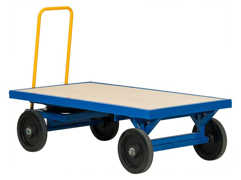 Heavy-duty trolley cart transporting industrial equipment