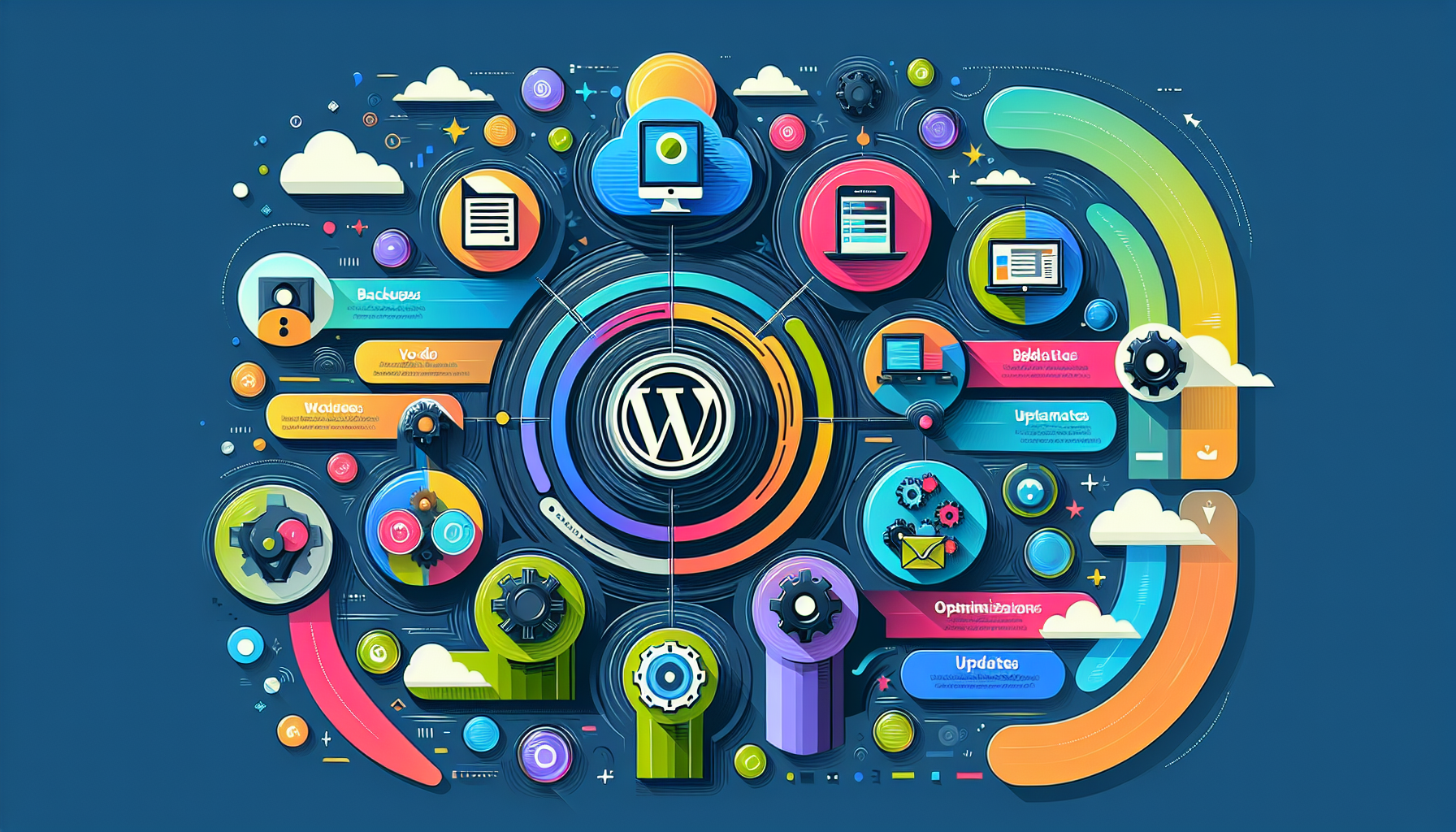 An infographic showcasing essential WordPress maintenance tasks for 2024.