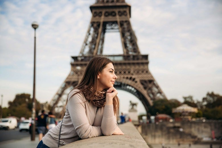 Woman staying at Paris