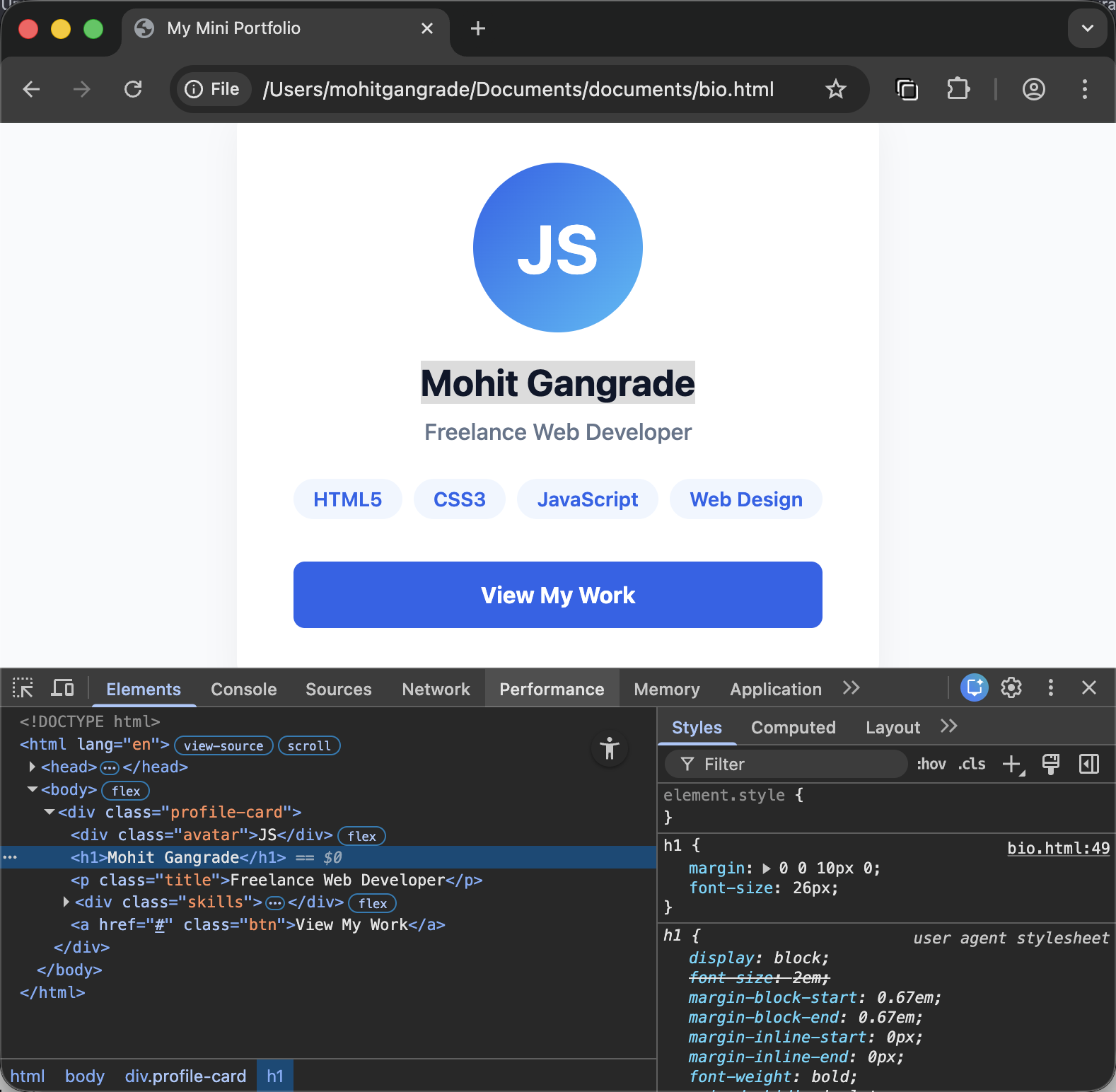Chrome DevTools Elements section
