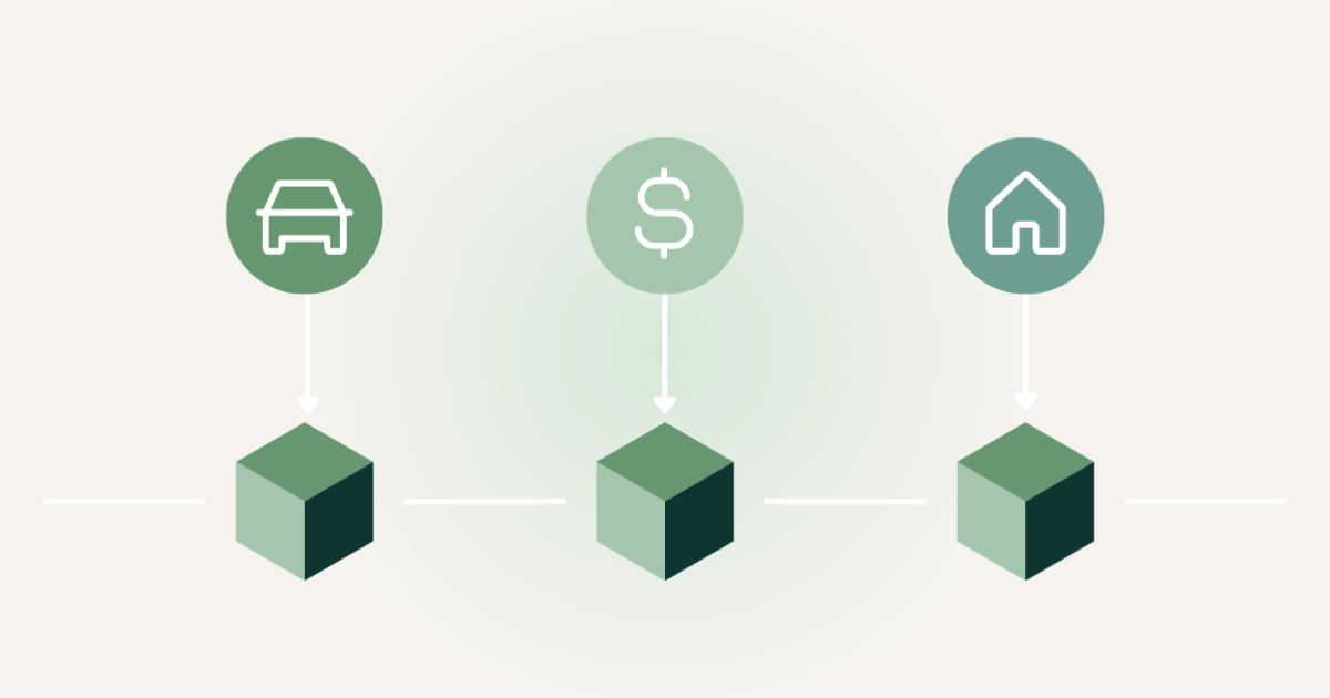 Illustration depicting different types of assets for tokenization. 