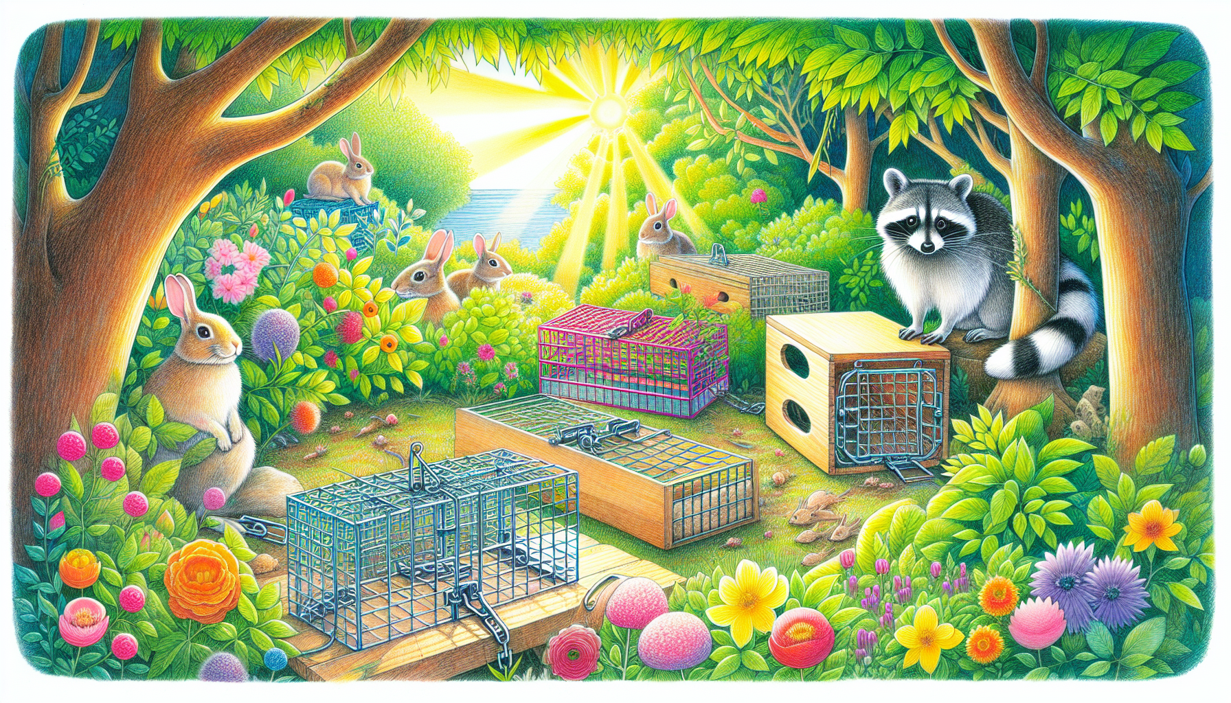 An illustration of different types of humane traps.