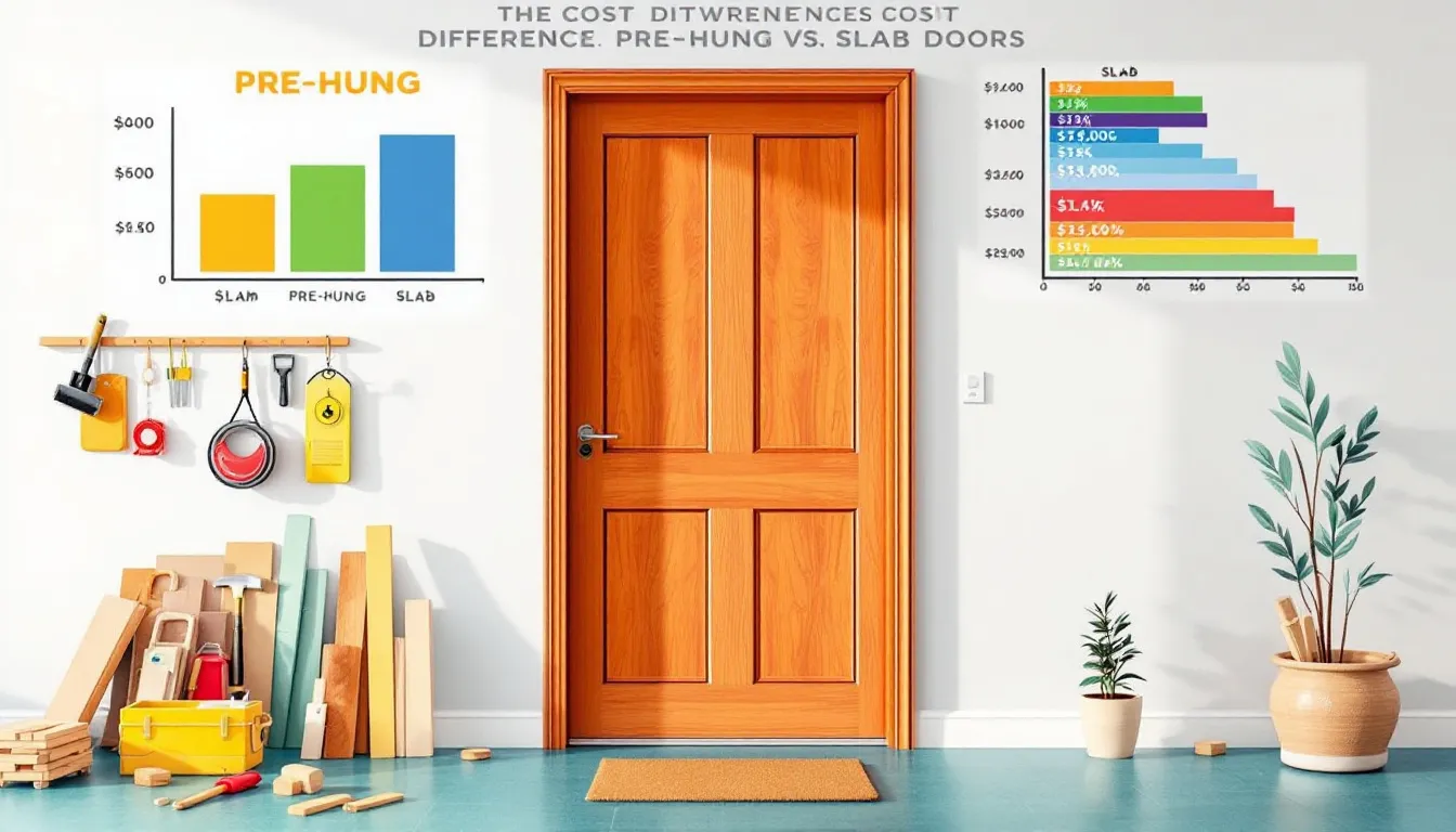 Cost comparison chart for pre hung and slab doors.