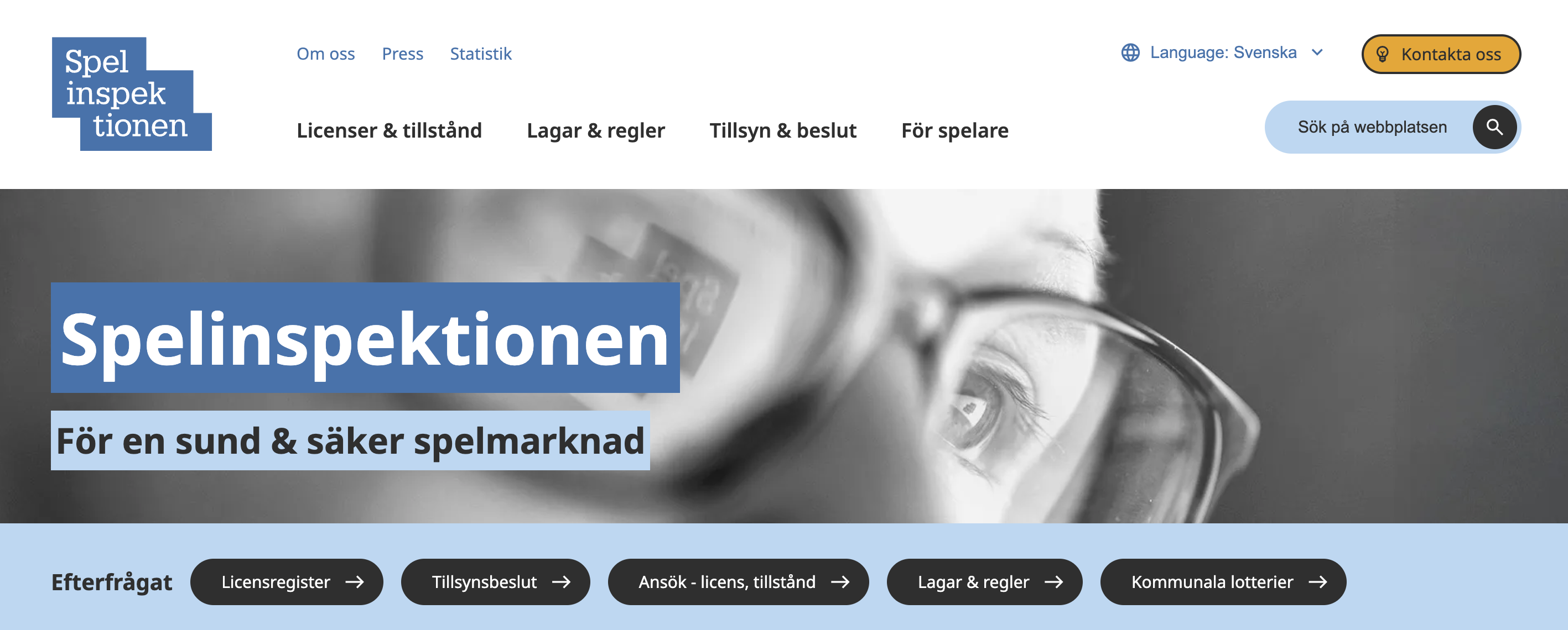 Spelinspektionen i Sverige ansvarar för licens, regler och tillsyn för en säker spelmarknad och ansvarsfullt spelande.