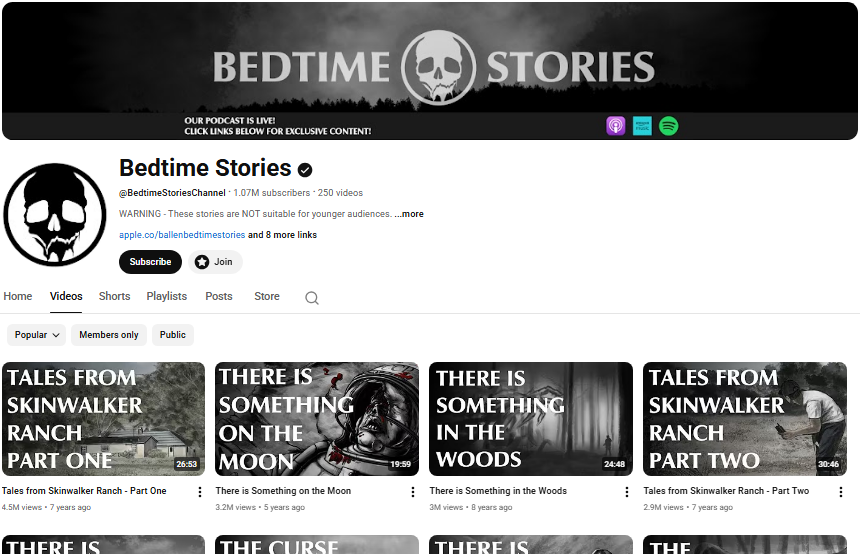 Bedtime Stories YouTube channel.