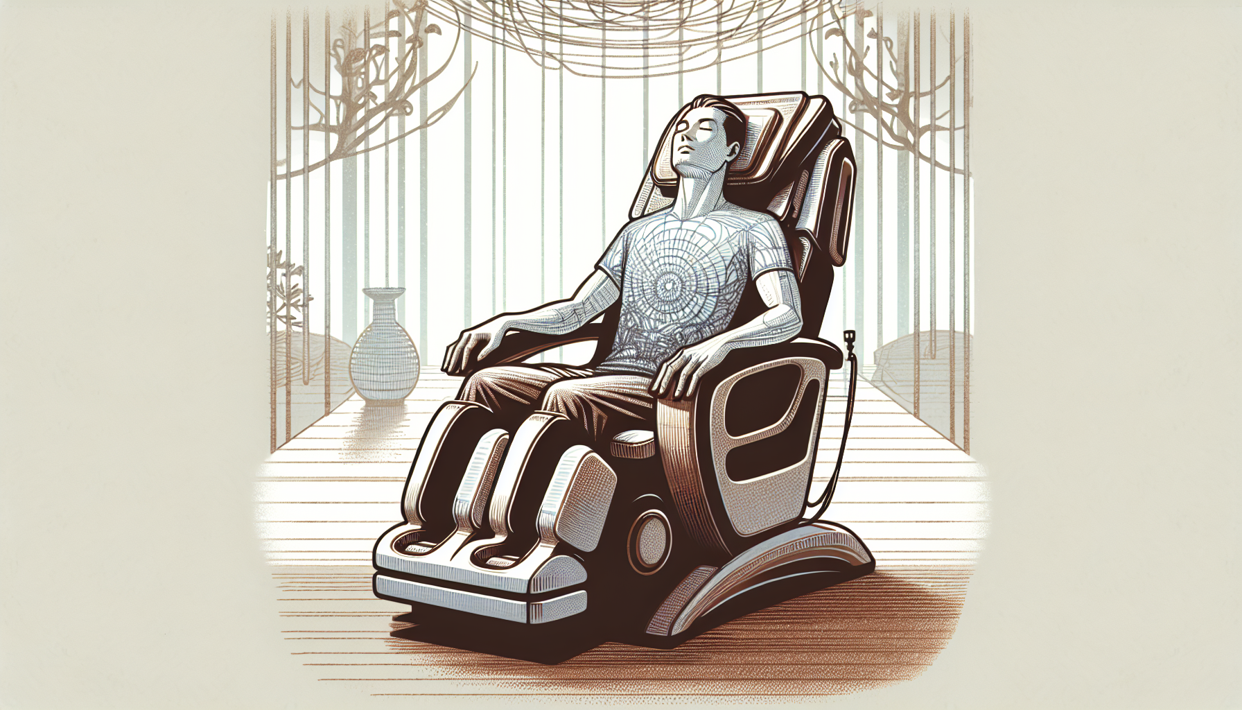 Illustration of stress reduction through chair massage