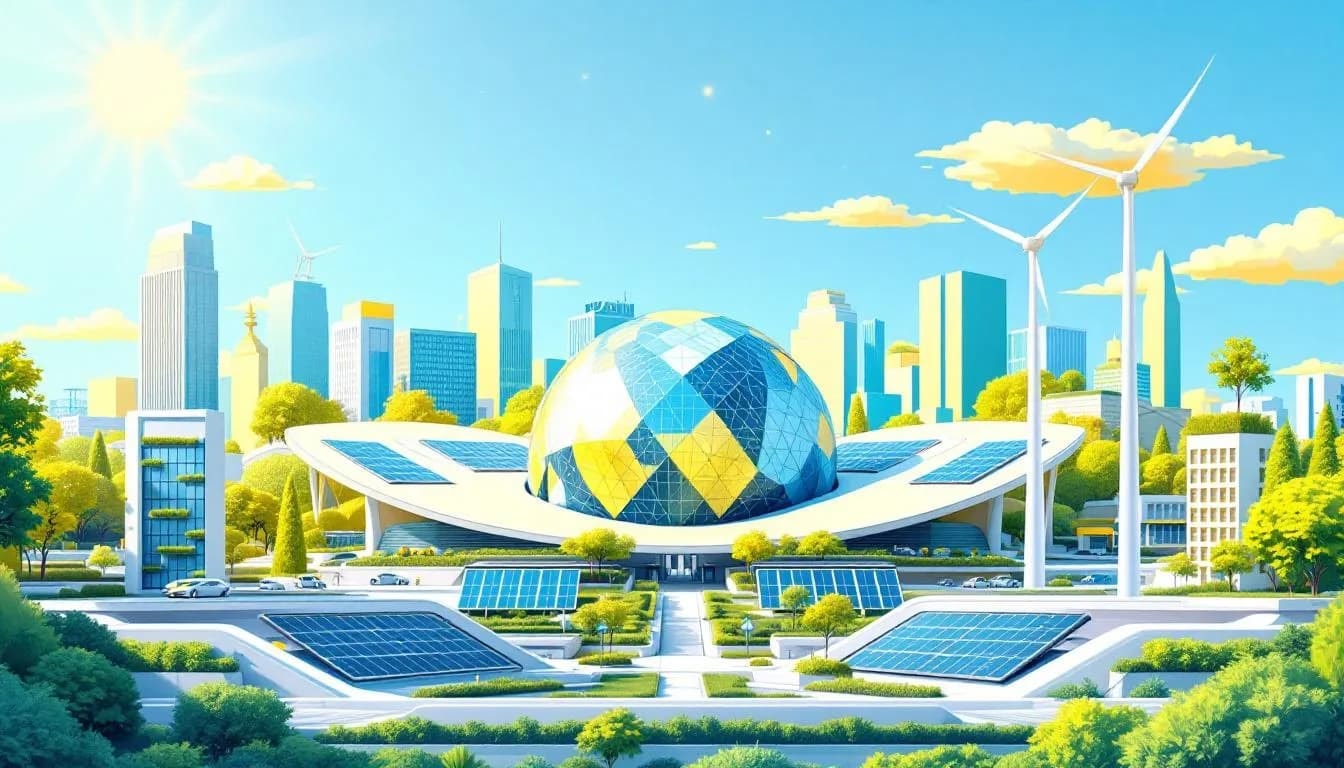Futuristische Stadt mit erneuerbarer Energie