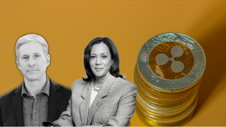 Image of Chris Larsen and Kamala Harris with Ripple token