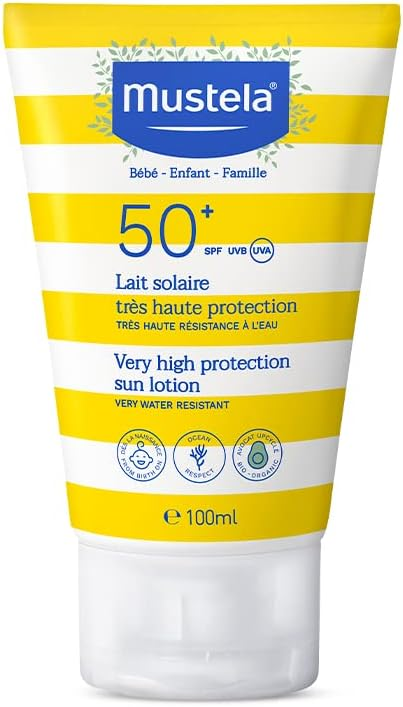 Protetor solar infantil Mustela. Fonte da imagem: site oficial da marca. 