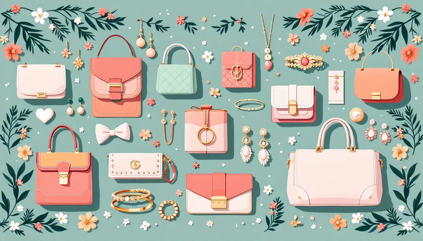 A collection of fashionable accessories including stylish bags and jewelry, ideal gifts for women.
