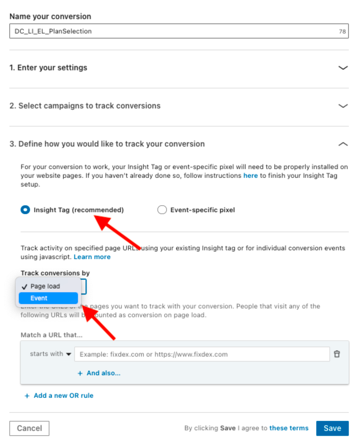 LinkedIn eventspezifischen Insight Tag einstellen