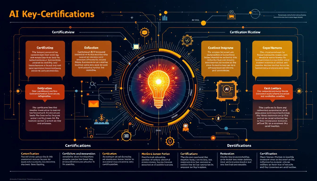 An overview diagram of AI certifications and their key concepts.