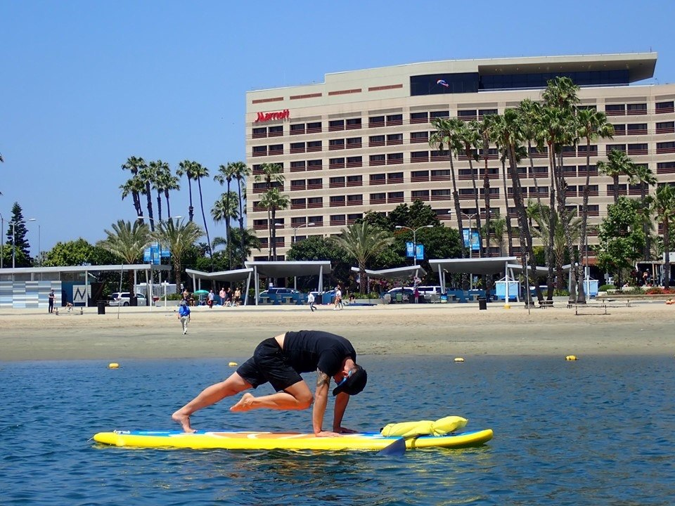 yoga stand up paddle board with full length deck pad
