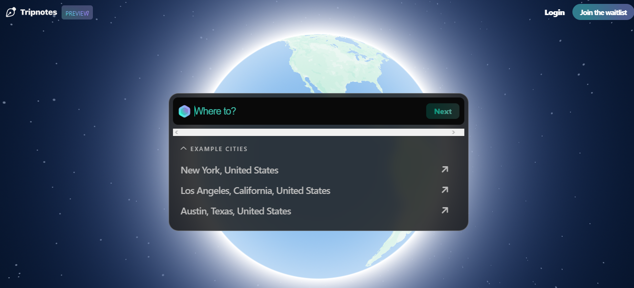 AI Travel Tool - Tripnotes.ai Website