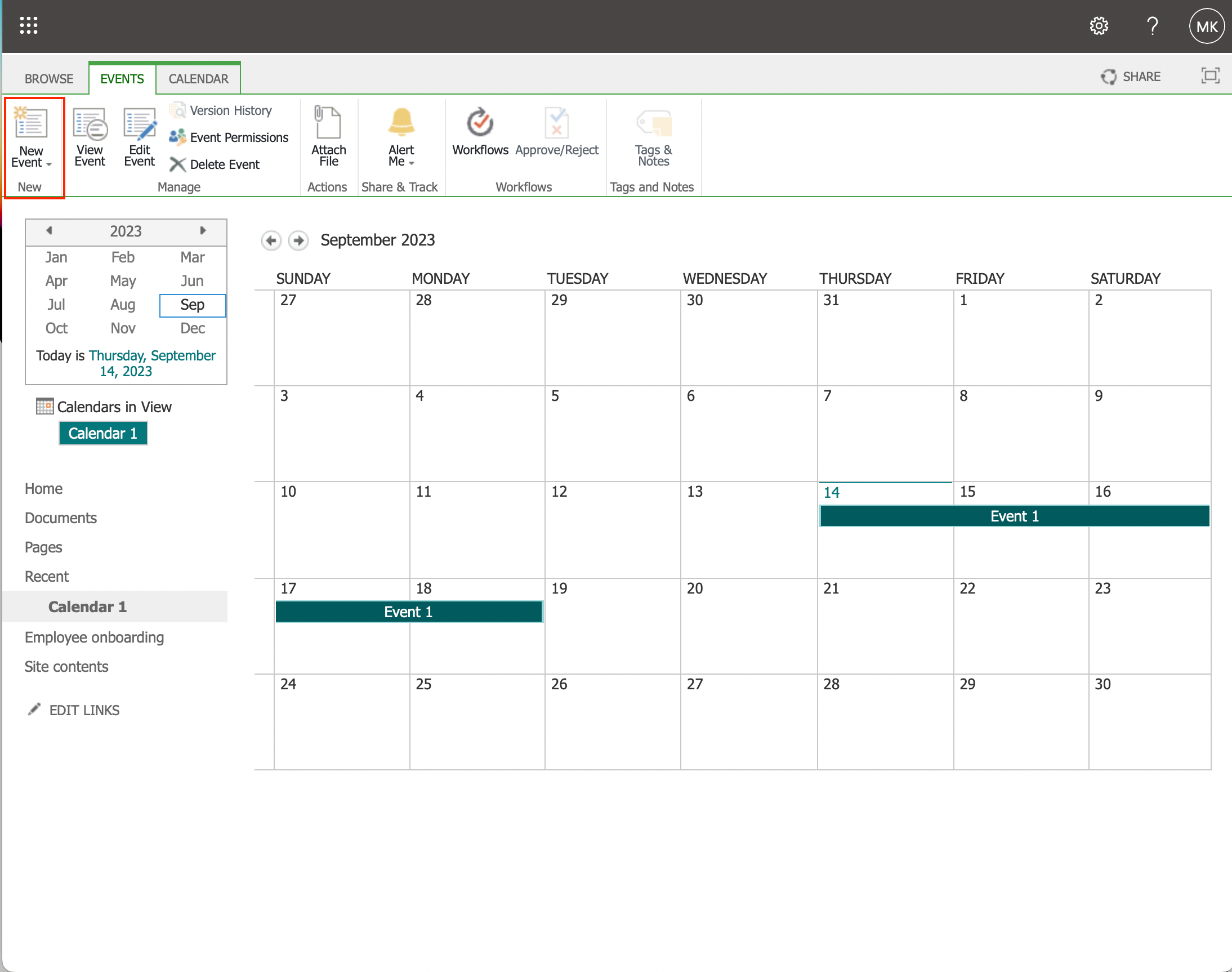 Adding Events to SharePoint Calendar