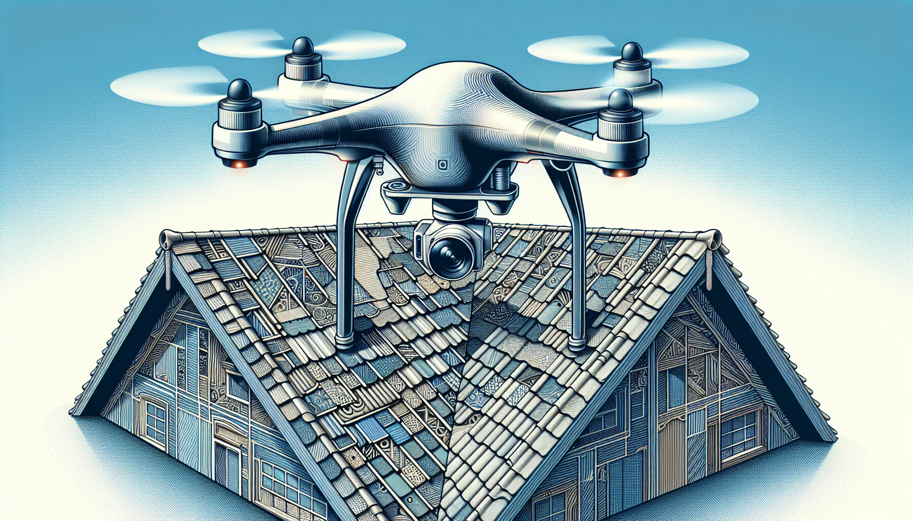 Drone roof inspection in progress