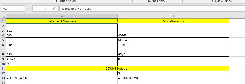 The Excel COUNT function